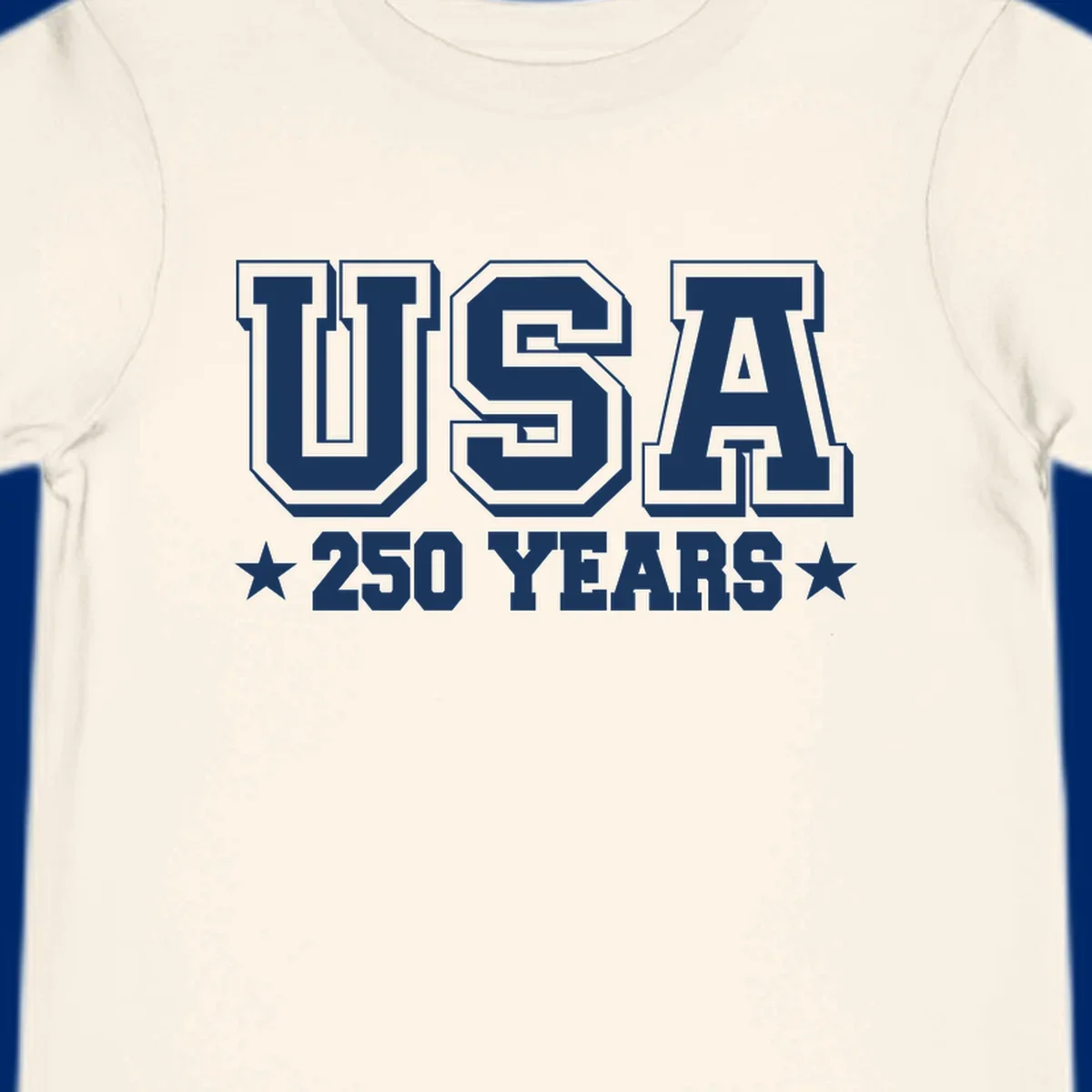 Bold black and white design reading 'EST 1776 AMERICA *250 YEARS*' with a star, commemorating America 250th anniversary.