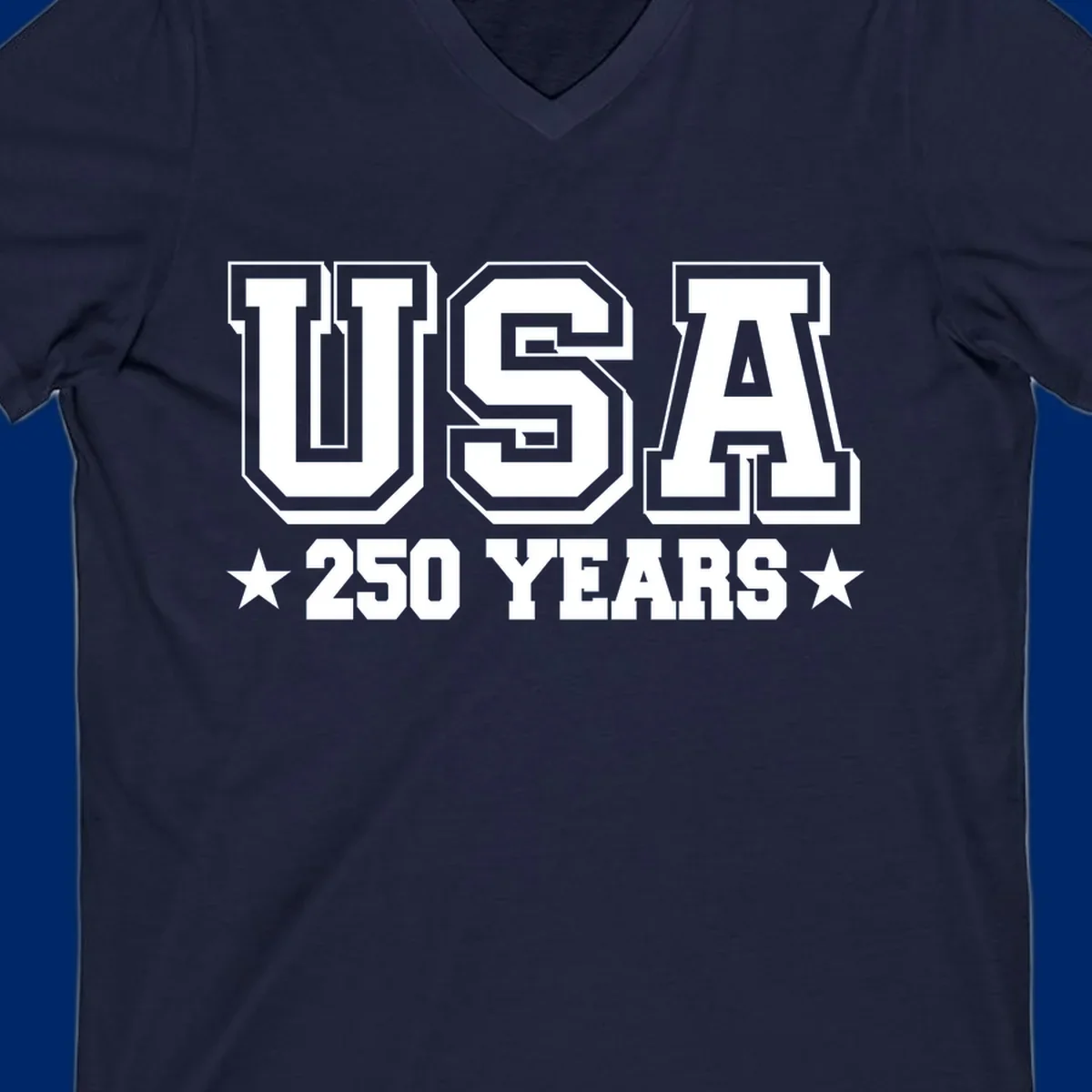 Bold black and white design reading 'EST 1776 AMERICA *250 YEARS*' with a star, commemorating America 250th anniversary.