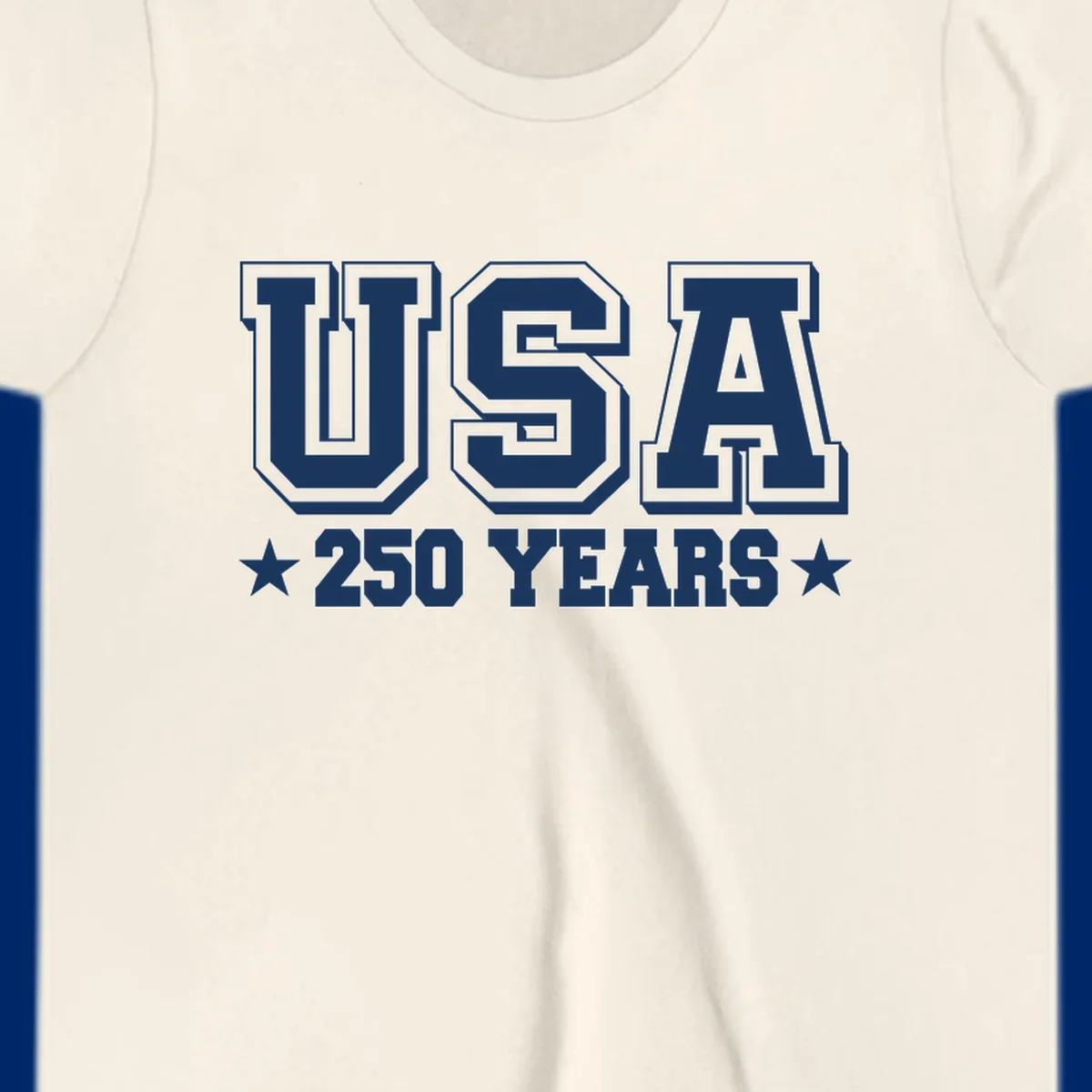 Bold black and white design reading 'EST 1776 AMERICA *250 YEARS*' with a star, commemorating America 250th anniversary.