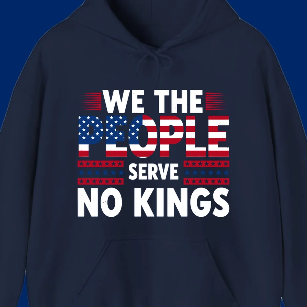 A patriotic design featuring 'WE THE PEOPLE' in American flag stars and stripes, framed by stylized flag elements. This we-the-people-flag-text design celebrates America's heritage.