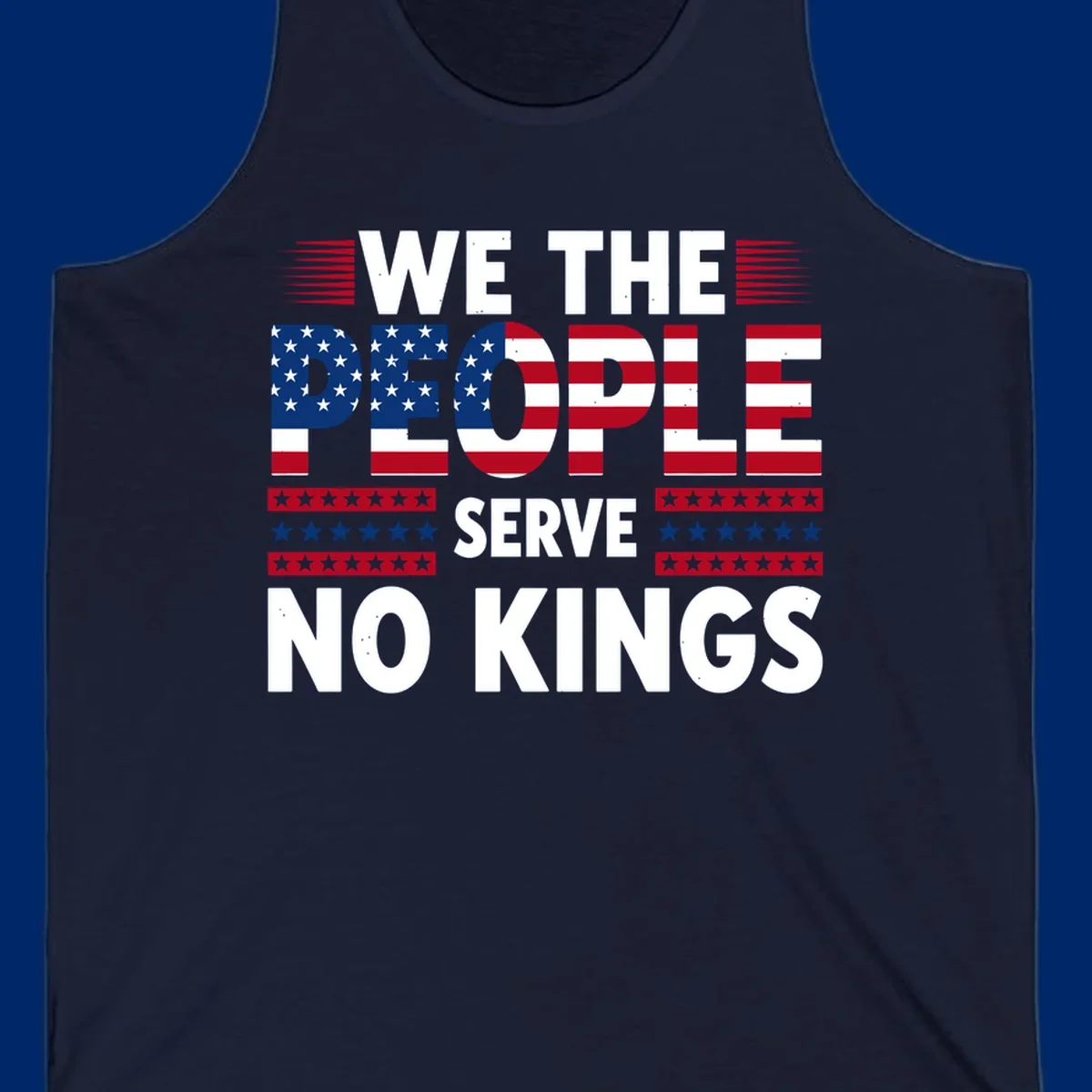 A patriotic design featuring 'WE THE PEOPLE' in American flag stars and stripes, framed by stylized flag elements. This we-the-people-flag-text design celebrates America's heritage.