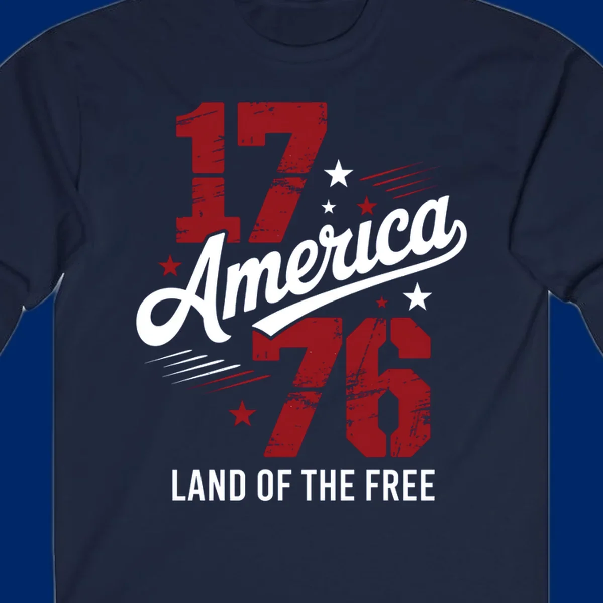 Distressed red '1776' numbers with red and white stars and streaks on a white background, representing 1776-distressed-patriotic theme.