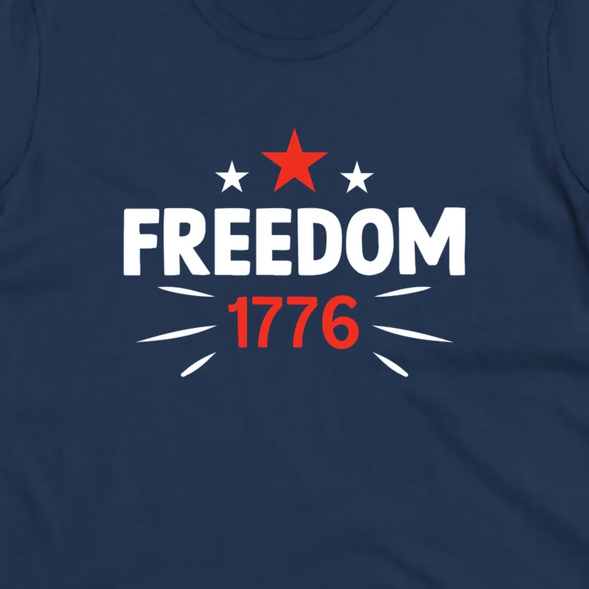 A white background features a bold red star above the numbers '1776', representing the red-star-1776-founding year.