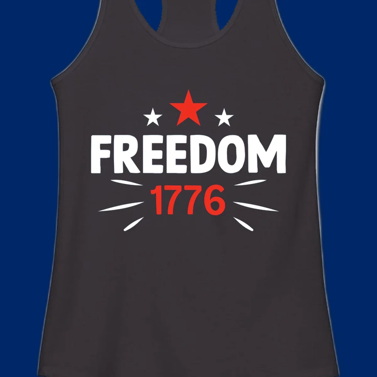 A white background features a bold red star above the numbers '1776', representing the red-star-1776-founding year.