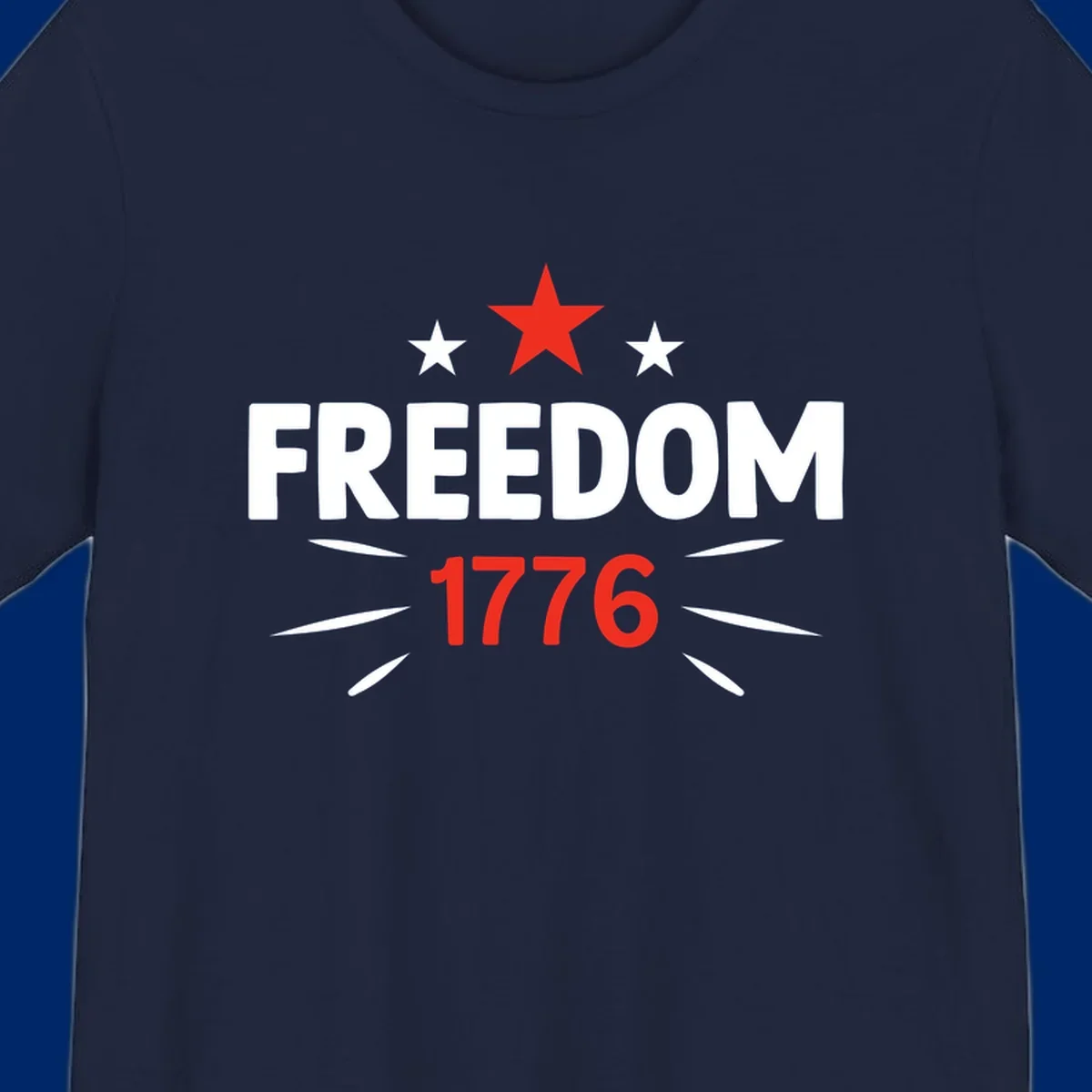 A white background features a bold red star above the numbers '1776', representing the red-star-1776-founding year.