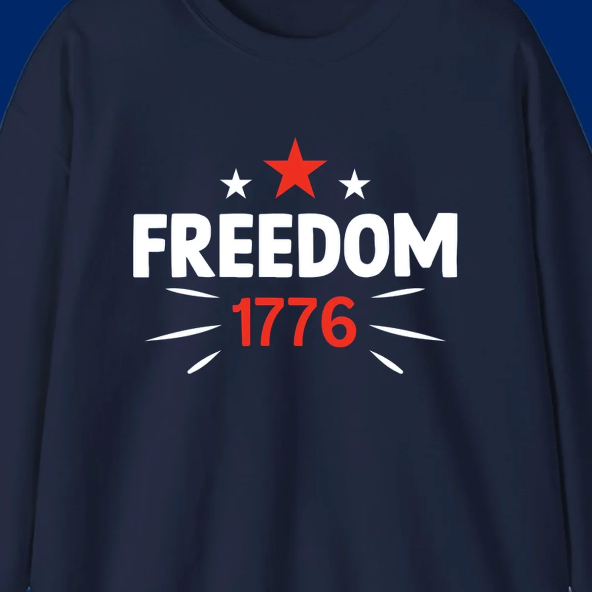 A white background features a bold red star above the numbers '1776', representing the red-star-1776-founding year.