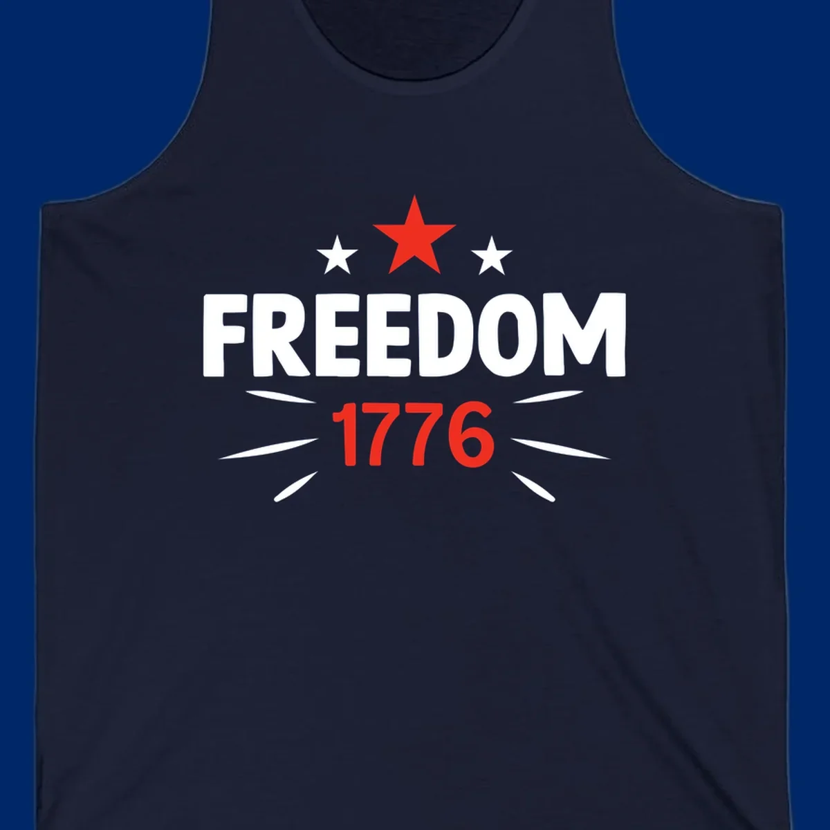 A white background features a bold red star above the numbers '1776', representing the red-star-1776-founding year.