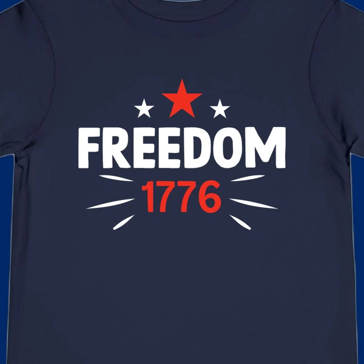 A white background features a bold red star above the numbers '1776', representing the red-star-1776-founding year.