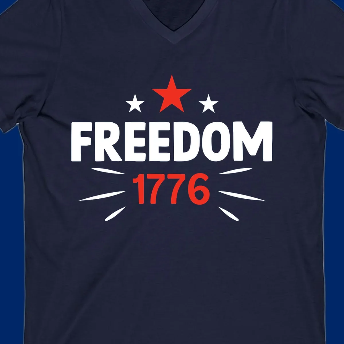 A white background features a bold red star above the numbers '1776', representing the red-star-1776-founding year.