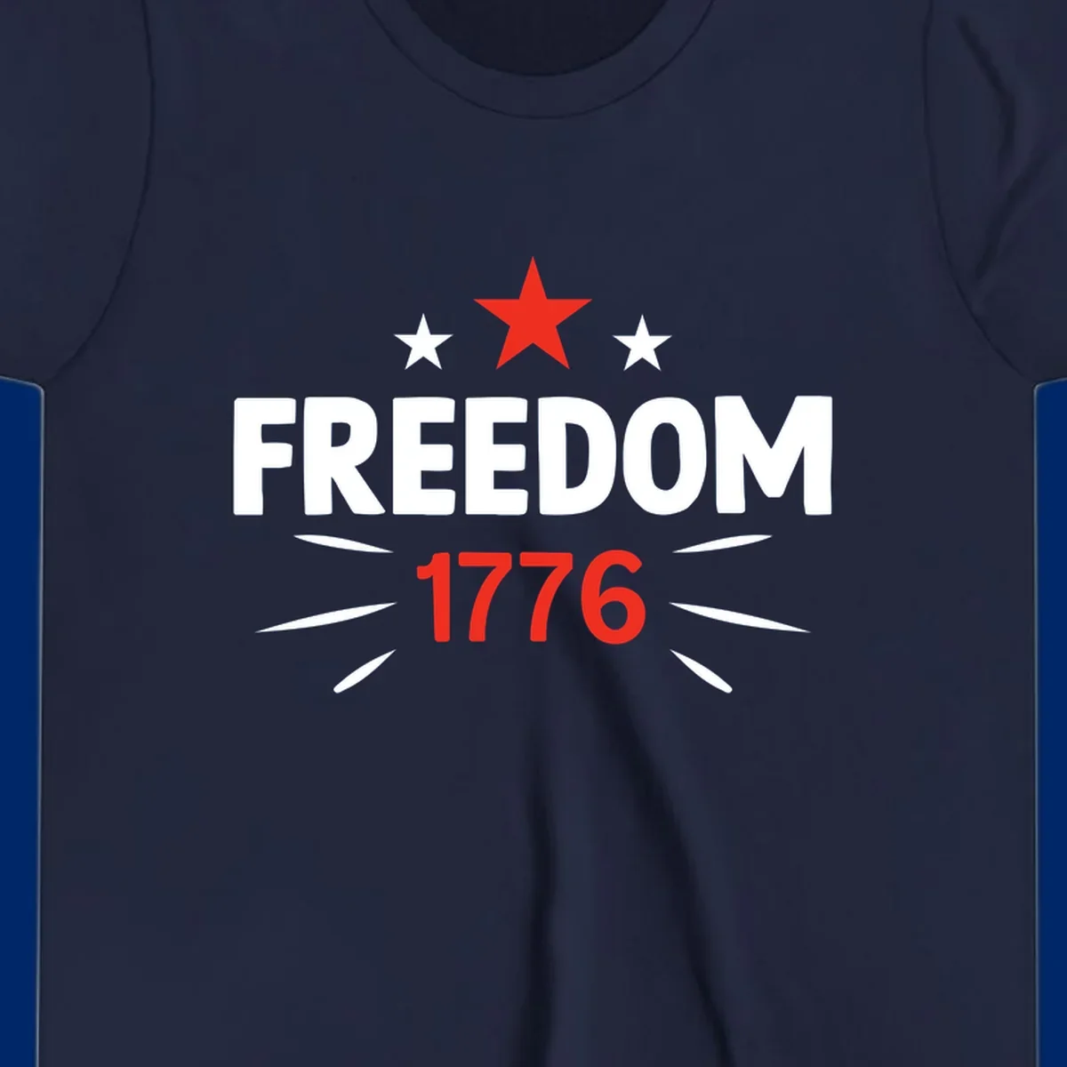 A white background features a bold red star above the numbers '1776', representing the red-star-1776-founding year.