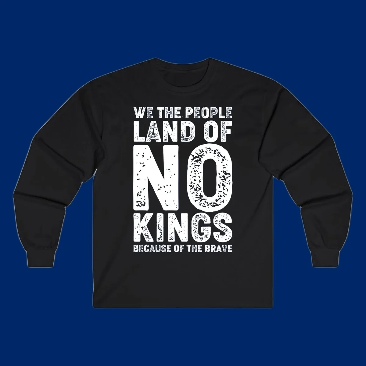 White distressed text on a black background reads, 'WE THE PEOPLE LAID NO FOUNDATION FOR COWARDICE BECAUSE NONE OF THESE THINGS ARE BRAVE.' Features a we-the-people-brave-quote.