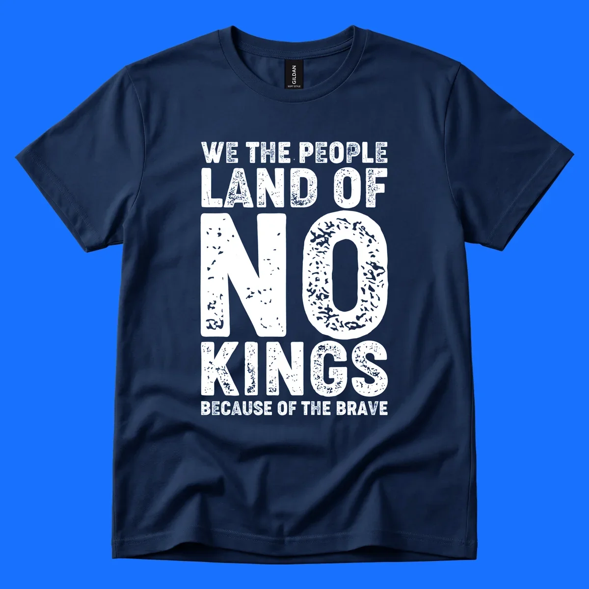 White distressed text on a black background reads, 'WE THE PEOPLE LAID NO FOUNDATION FOR COWARDICE BECAUSE NONE OF THESE THINGS ARE BRAVE.' Features a we-the-people-brave-quote.