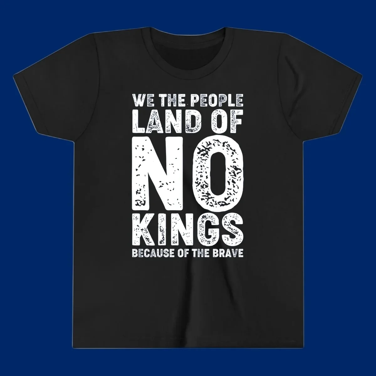 White distressed text on a black background reads, 'WE THE PEOPLE LAID NO FOUNDATION FOR COWARDICE BECAUSE NONE OF THESE THINGS ARE BRAVE.' Features a we-the-people-brave-quote.
