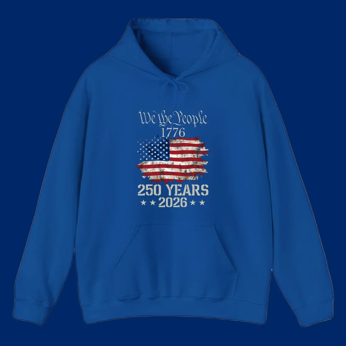A patriotic design featuring 'We the People 1776' above a distressed American flag and '250 YEARS 2026' with stars, celebrating the we-the-people-250th-anniversary.