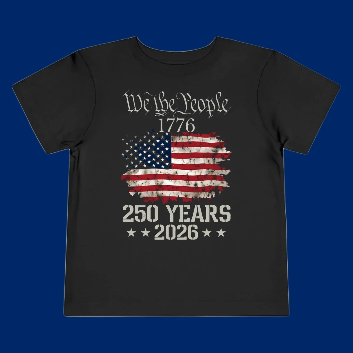 A patriotic design featuring 'We the People 1776' above a distressed American flag and '250 YEARS 2026' with stars, celebrating the we-the-people-250th-anniversary.