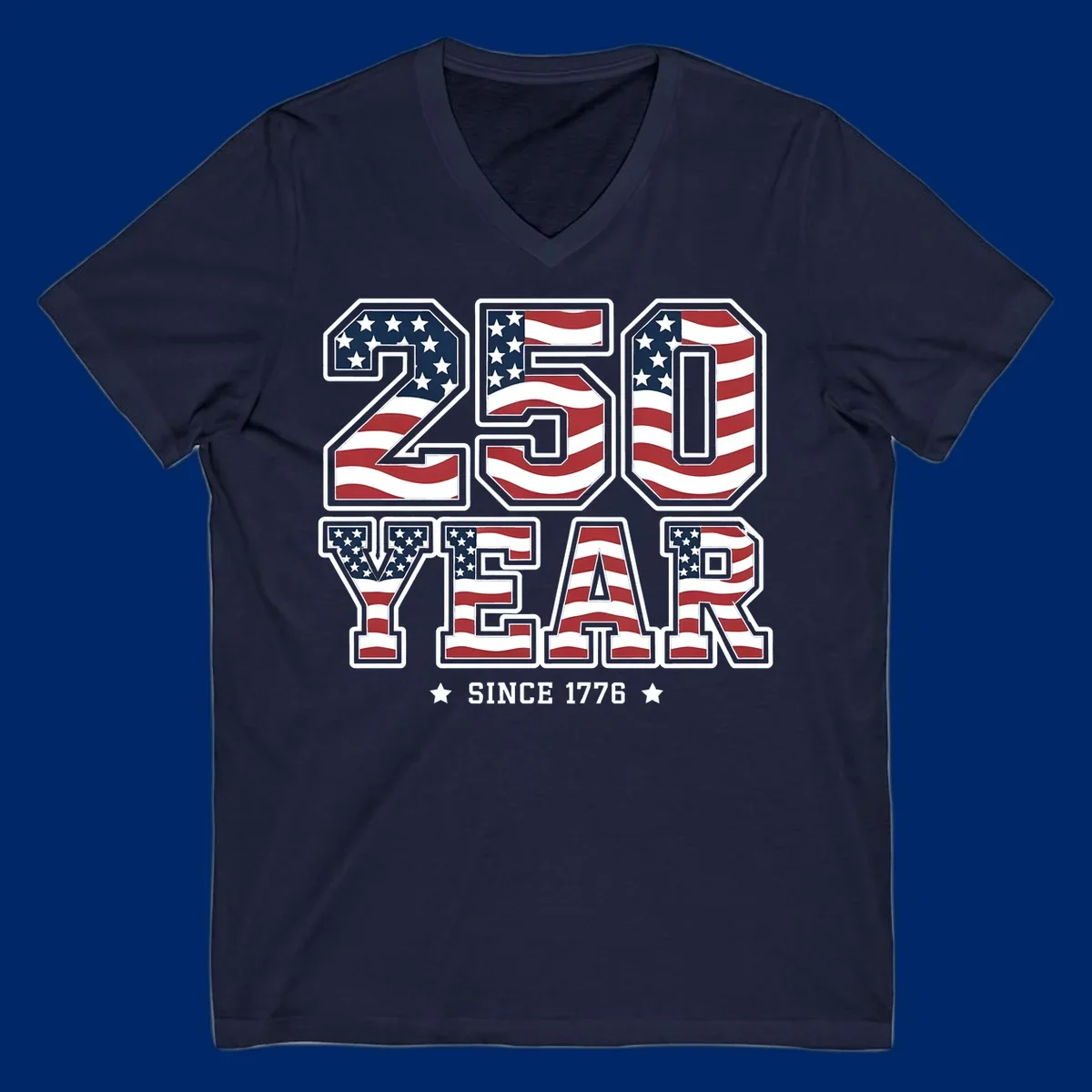 Bold '250 YEAR SINCE 1776' text filled with an America flag pattern, commemorating the america-250-year-anniversary.