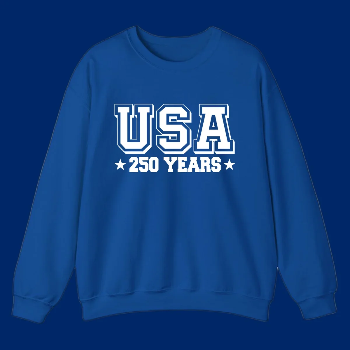 Bold black and white design reading 'EST 1776 AMERICA *250 YEARS*' with a star, commemorating America 250th anniversary.