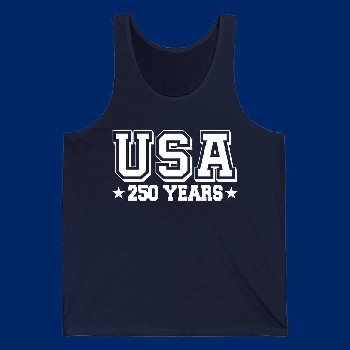 Bold black and white design reading 'EST 1776 AMERICA *250 YEARS*' with a star, commemorating America 250th anniversary.