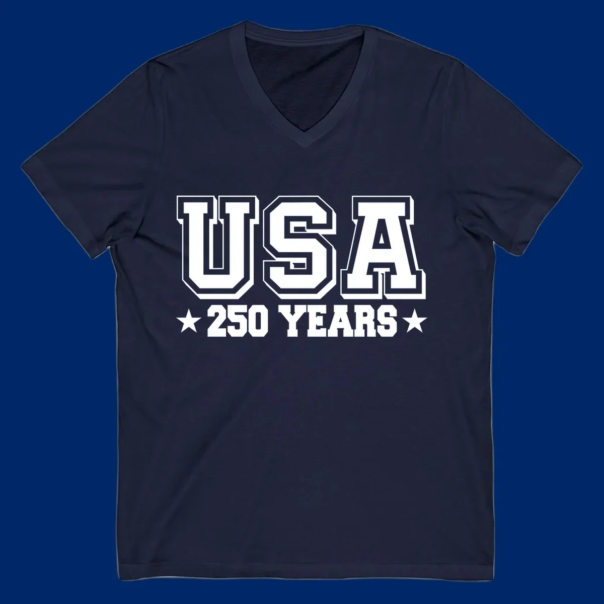 Bold black and white design reading 'EST 1776 AMERICA *250 YEARS*' with a star, commemorating America 250th anniversary.