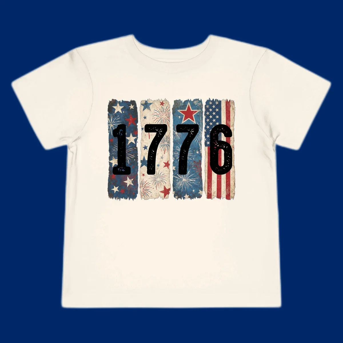 Four distressed panels display the numbers 1776 with patriotic stars, stripes, and fireworks, commemorating America's 250th anniversary. (1776-patriotic-anniversary)
