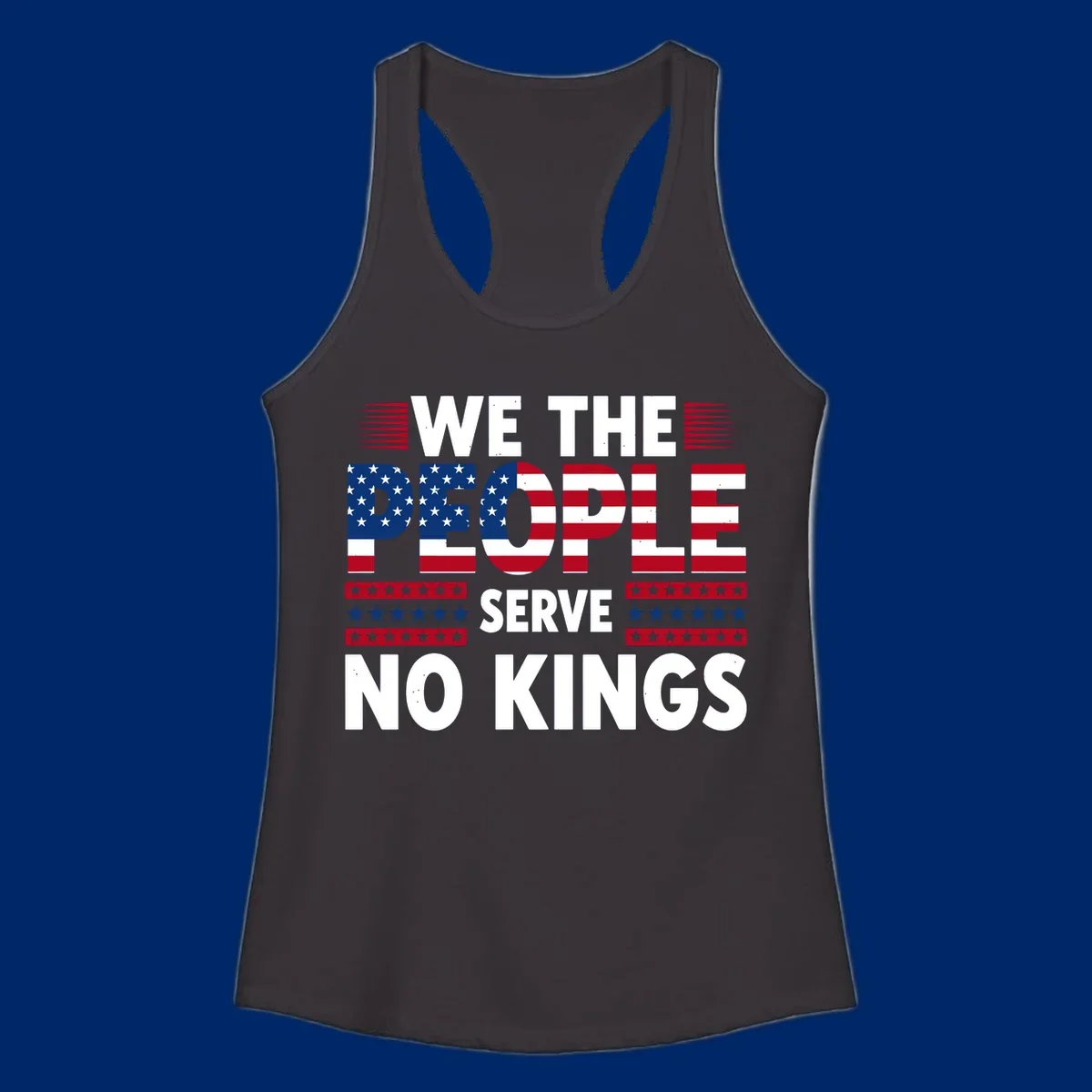 A patriotic design featuring 'WE THE PEOPLE' in American flag stars and stripes, framed by stylized flag elements. This we-the-people-flag-text design celebrates America's heritage.