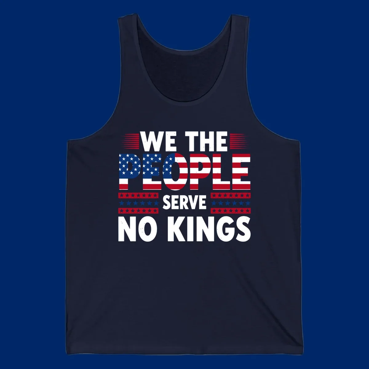 A patriotic design featuring 'WE THE PEOPLE' in American flag stars and stripes, framed by stylized flag elements. This we-the-people-flag-text design celebrates America's heritage.