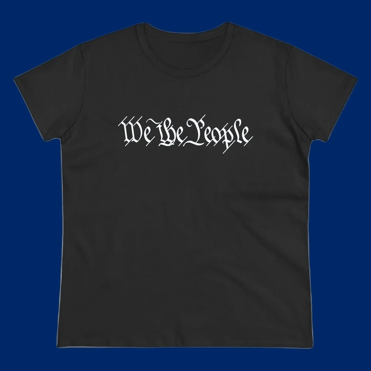 The phrase 'WE THE PEOPLE' is written in a decorative white calligraphic font, representing the we-the-people-heritage.