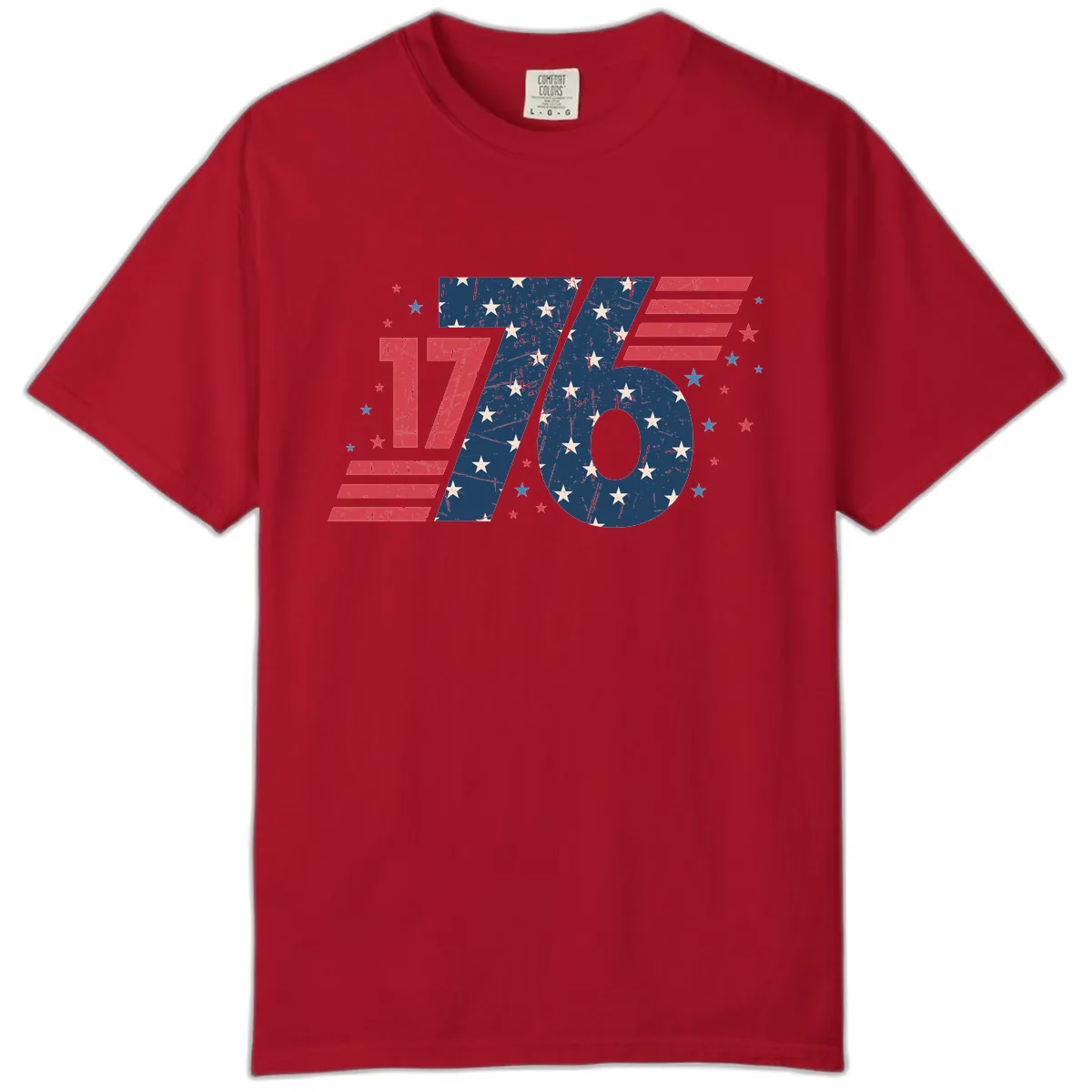 Vintage Distressed 1776 Stars And Stripes Comfort Color in Red