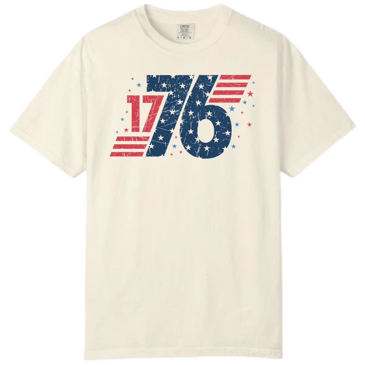 Vintage Distressed 1776 Stars And Stripes Comfort Color in Ivory