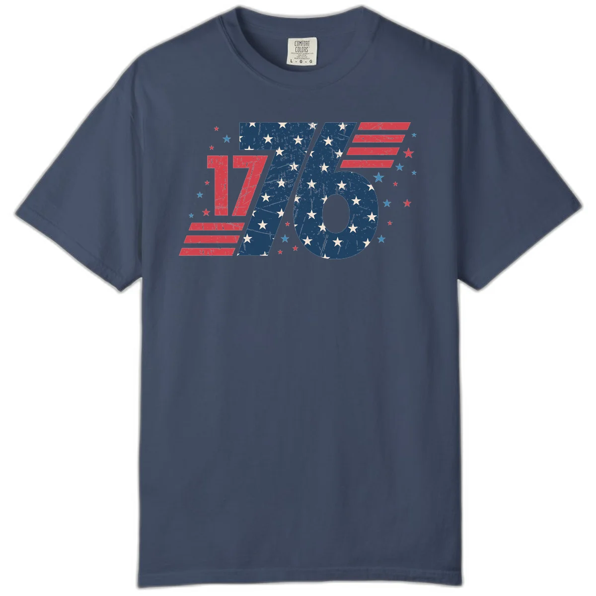 Vintage Distressed 1776 Stars And Stripes Comfort Color in Midnight