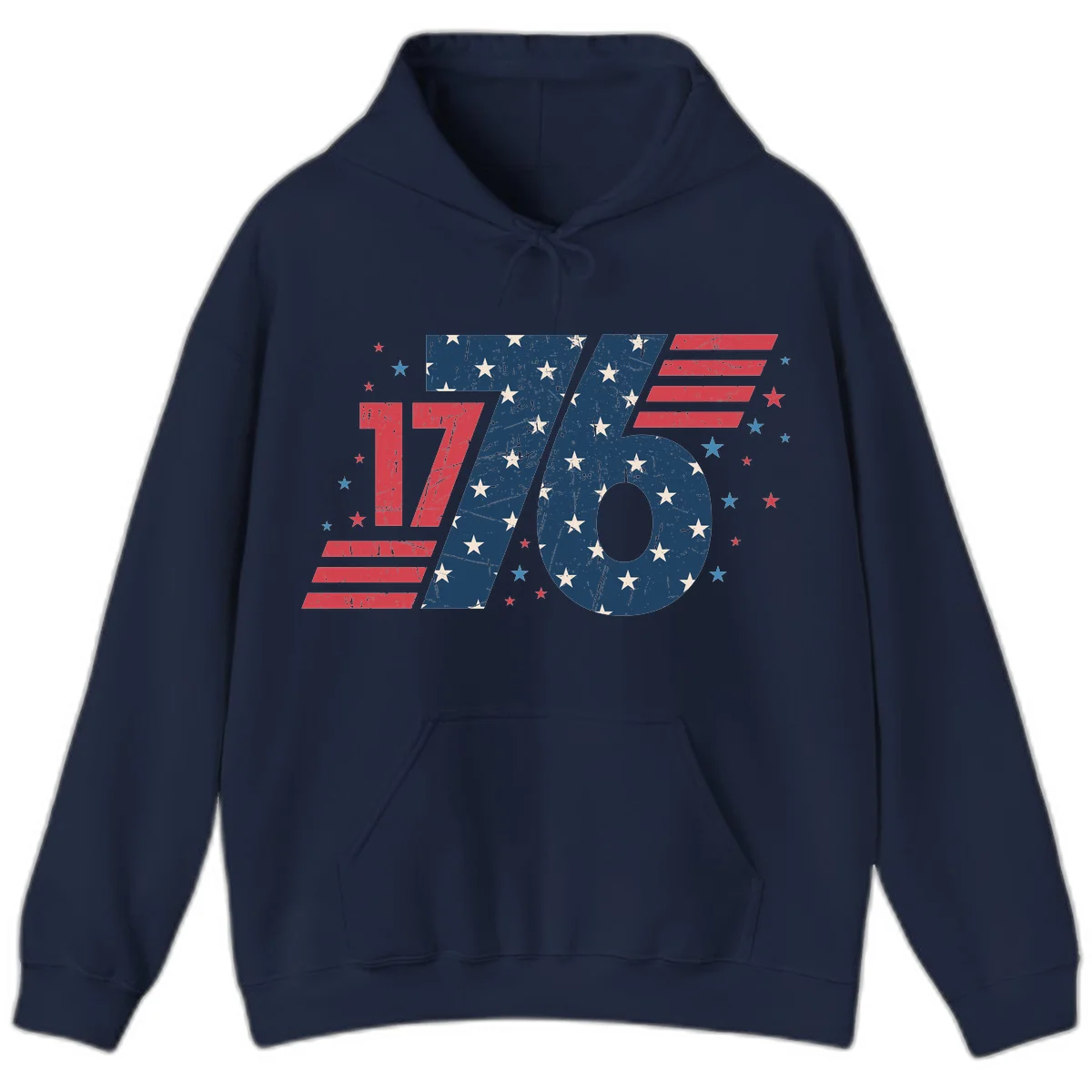 Vintage Distressed 1776 Stars And Stripes Hoodie in Navy