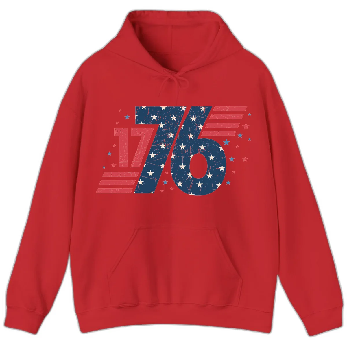 Vintage Distressed 1776 Stars And Stripes Hoodie in Red