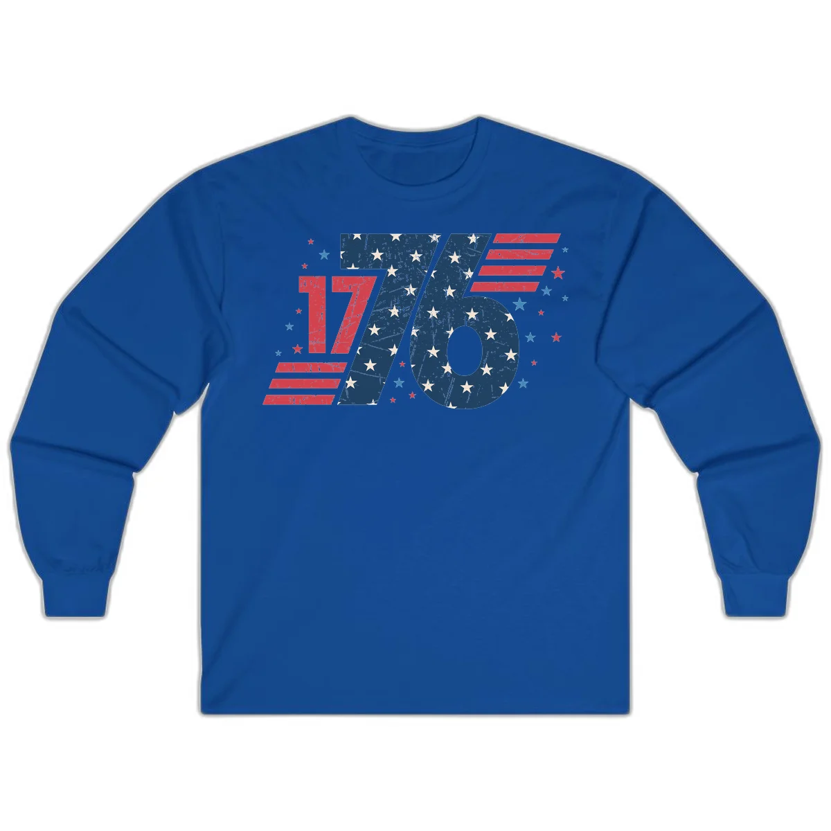 Vintage Distressed 1776 Stars And Stripes Long Sleeve in Royal