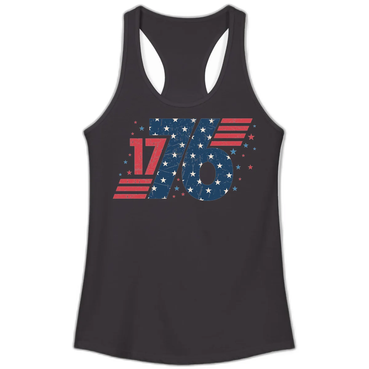 Vintage Distressed 1776 Stars And Stripes Ladies Tank in Black