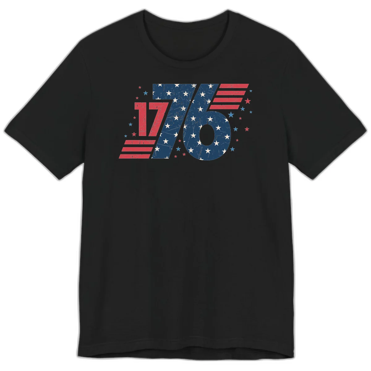 Vintage Distressed 1776 Stars And Stripes Premium T-Shirt in Black