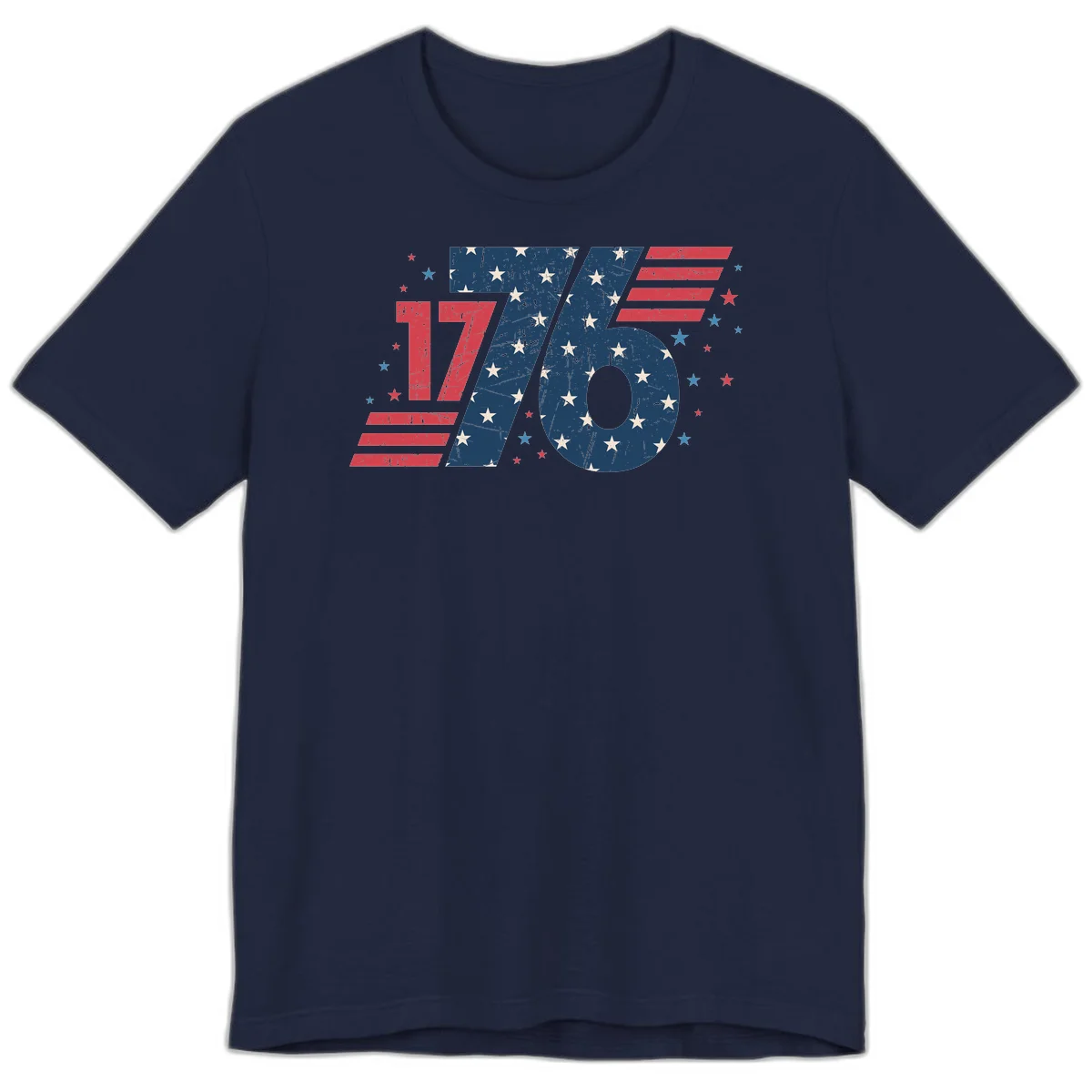 Vintage Distressed 1776 Stars And Stripes Premium T-Shirt in Navy