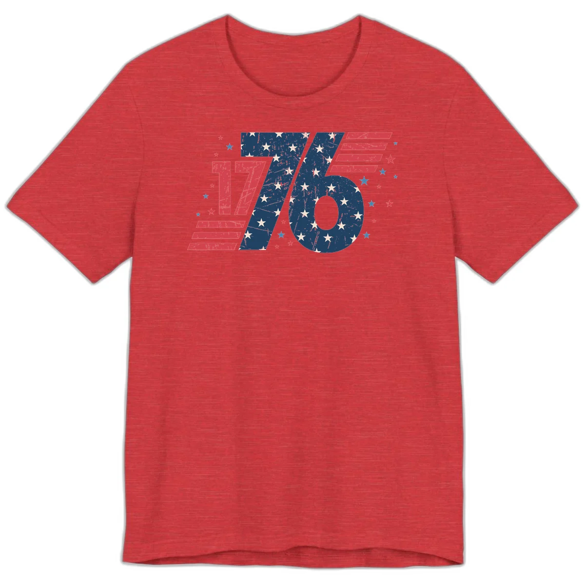 Vintage Distressed 1776 Stars And Stripes Premium T-Shirt in Heather Red