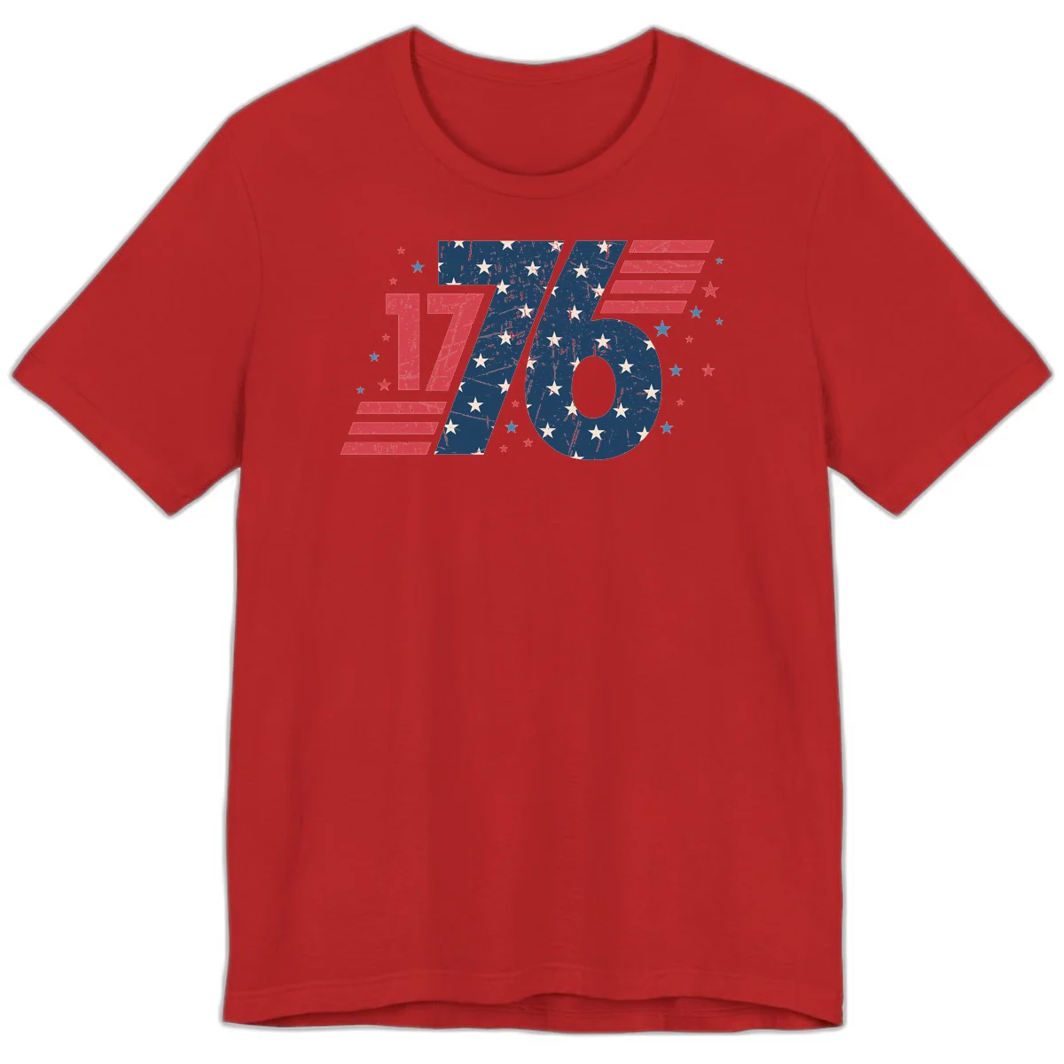 Vintage Distressed 1776 Stars And Stripes Premium T-Shirt in Red