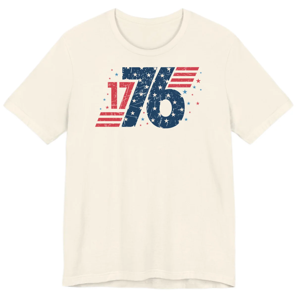 Vintage Distressed 1776 Stars And Stripes Premium T-Shirt in Natural
