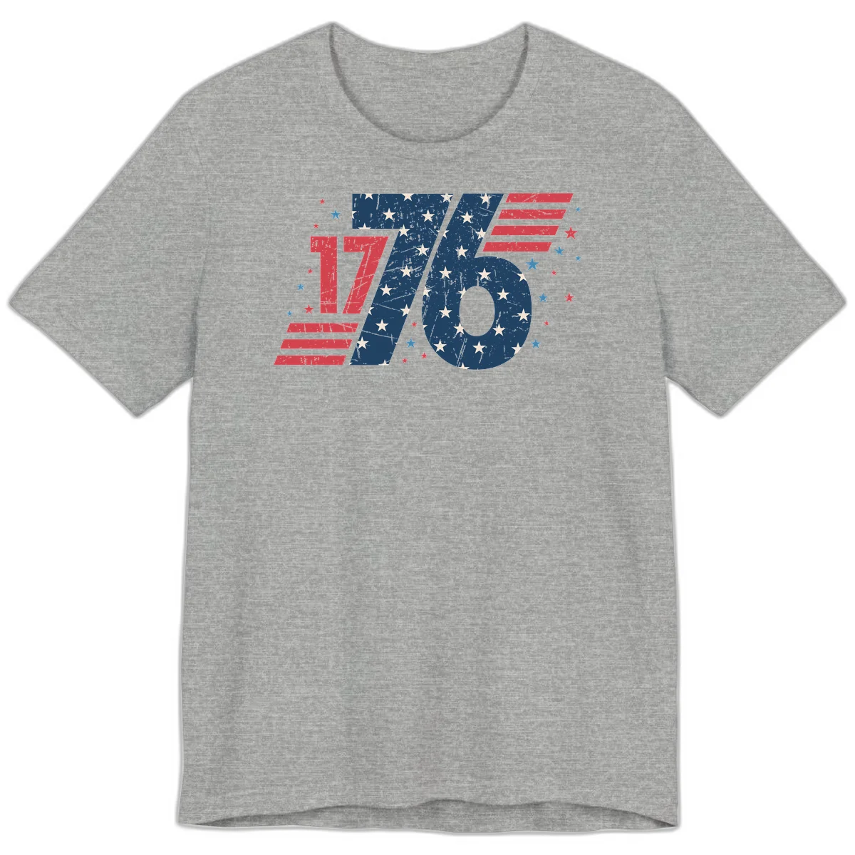 Vintage Distressed 1776 Stars And Stripes Premium T-Shirt in Athletic Heather