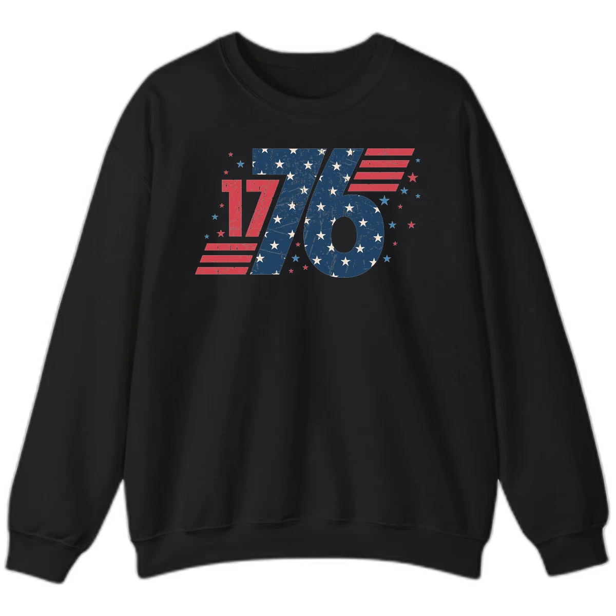 Vintage Distressed 1776 Stars And Stripes Sweatshirt in Black
