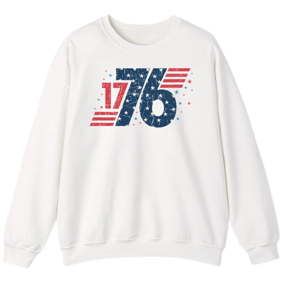 Vintage Distressed 1776 Stars And Stripes Sweatshirt in White