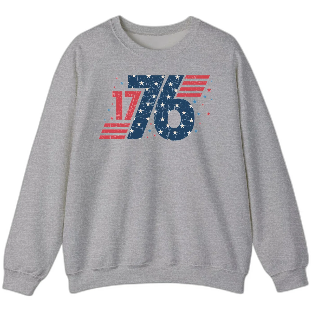 Vintage Distressed 1776 Stars And Stripes Sweatshirt in Sport Grey