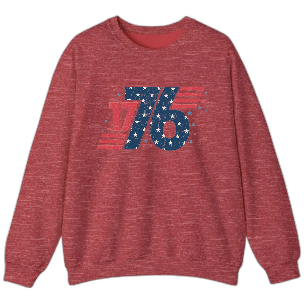 Vintage Distressed 1776 Stars And Stripes Sweatshirt in Heather Scarlet Red