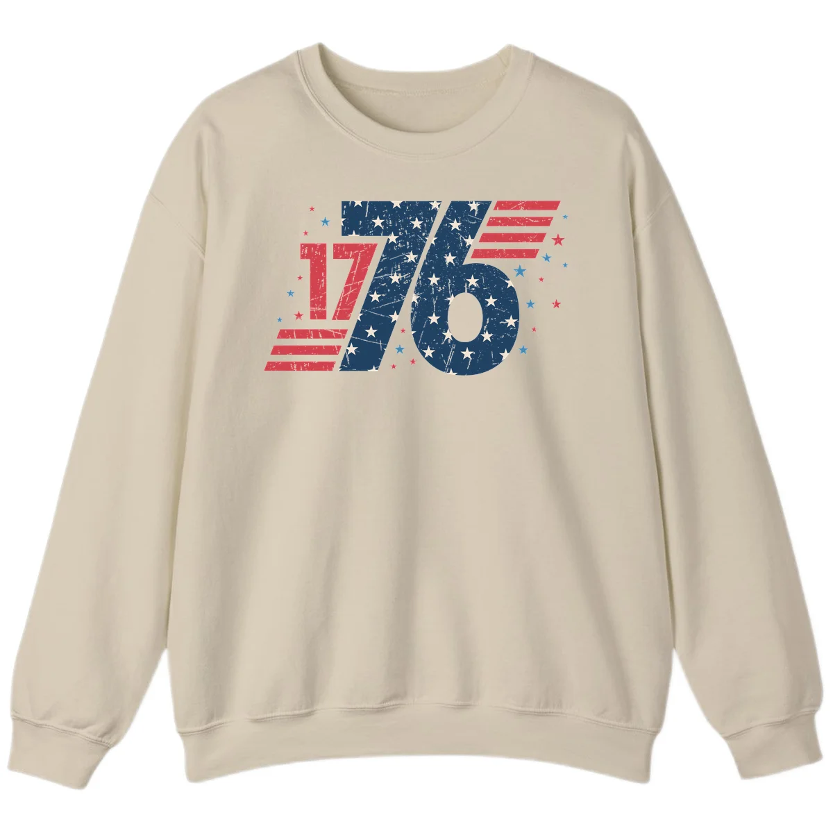 Vintage Distressed 1776 Stars And Stripes Sweatshirt in Sand