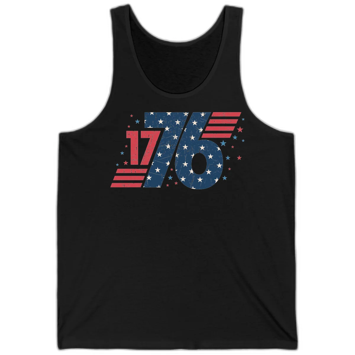 Vintage Distressed 1776 Stars And Stripes Tank in Black