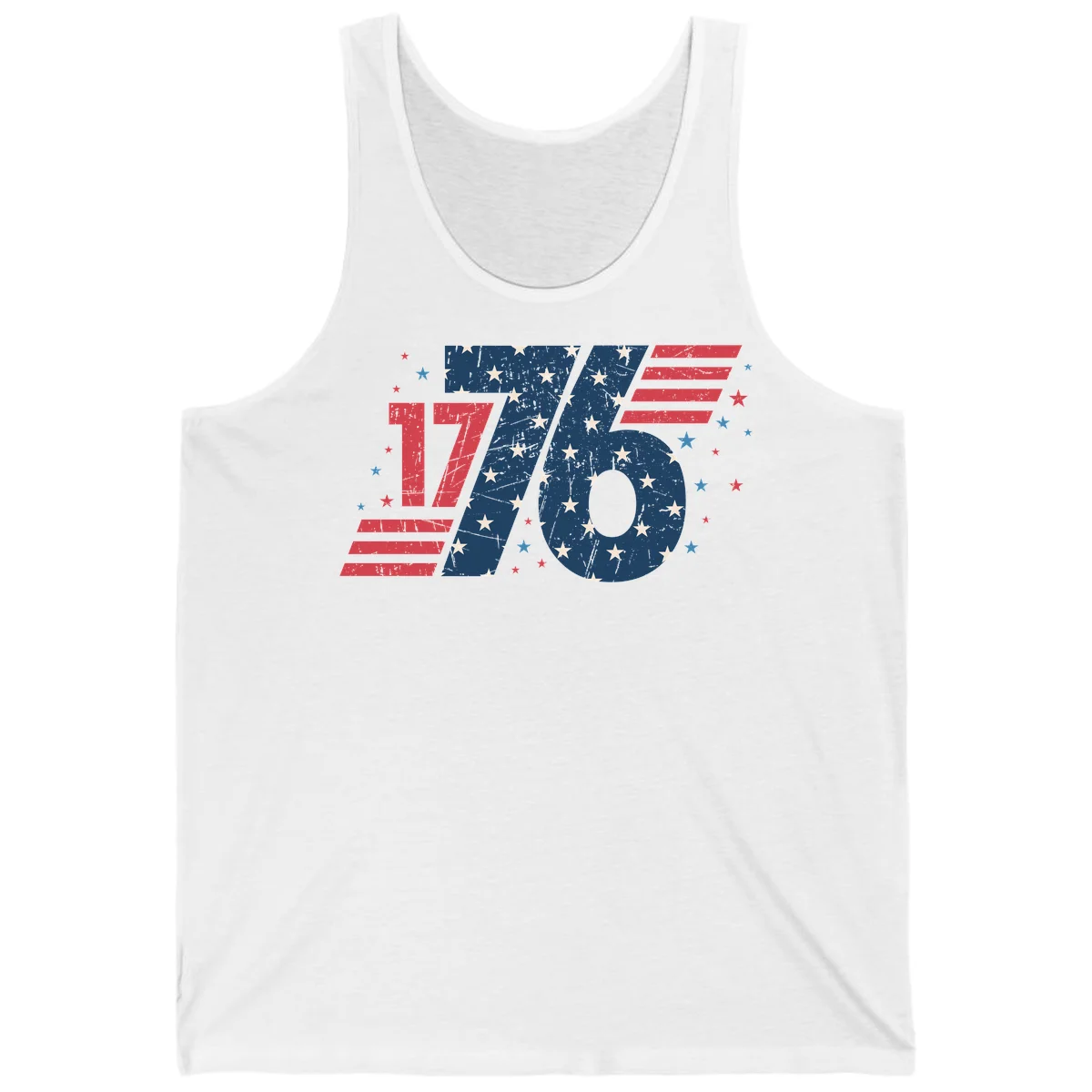 Vintage Distressed 1776 Stars And Stripes Tank in White