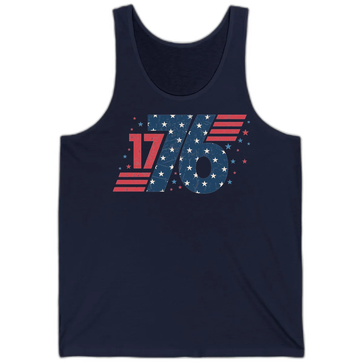Vintage Distressed 1776 Stars And Stripes Tank in Navy