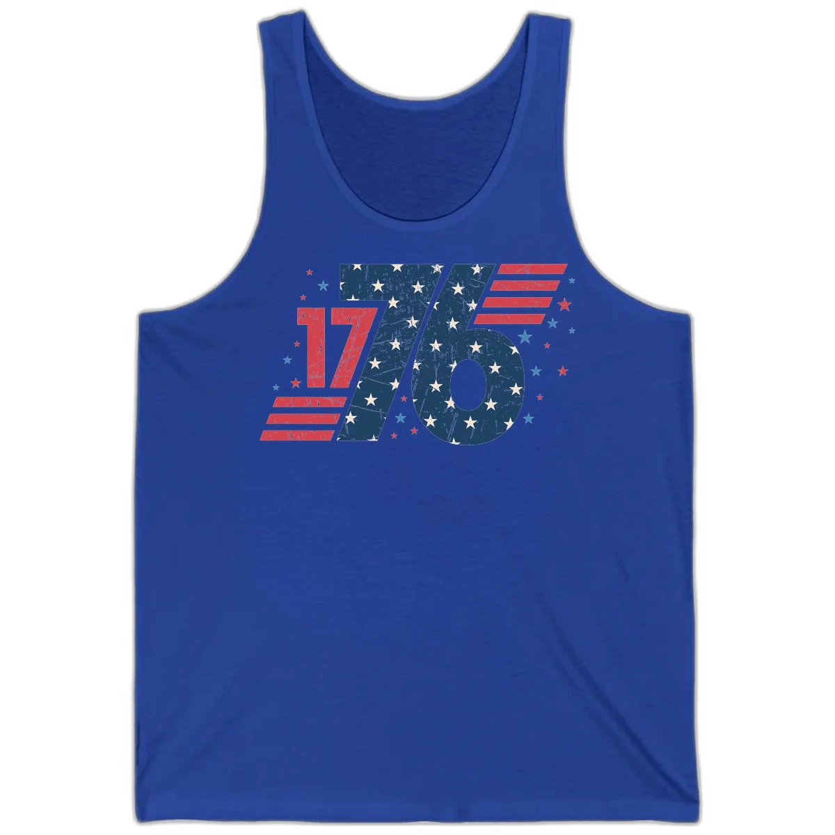 Vintage Distressed 1776 Stars And Stripes Tank in True Royal