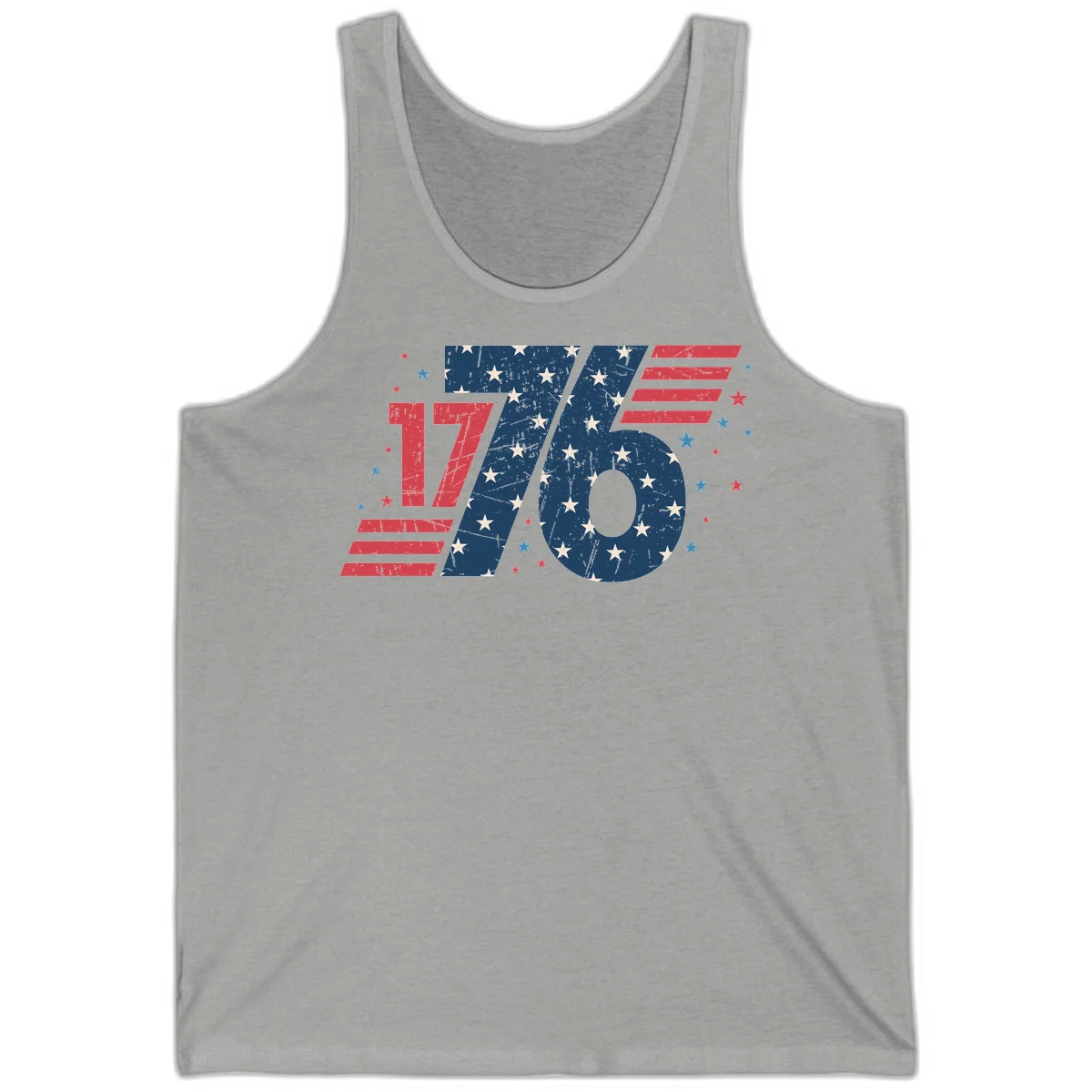 Vintage Distressed 1776 Stars And Stripes Tank in Athletic Heather